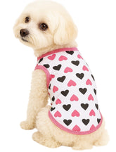 KUTKUT Heart Print Sweat Shirt for Small Dogs | Cotton Sleeveless Shirt for ShishTzu, Maltese, Poodle etc (Size: L,Chest Girth 45cm, Back Length 35cm)